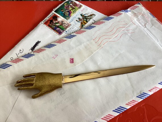 Pewter Hand Letter Opener Gold