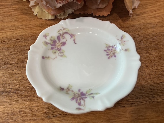 French Butter Pats Theodore Haviland Limoges Porcelain Florals Purple