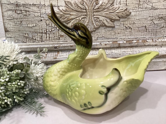 Hull Pottery Swan Planter Green Vintage