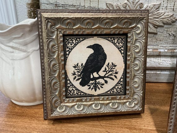 Raven Crow Witch Pictures Halloween Wall Decor Framed