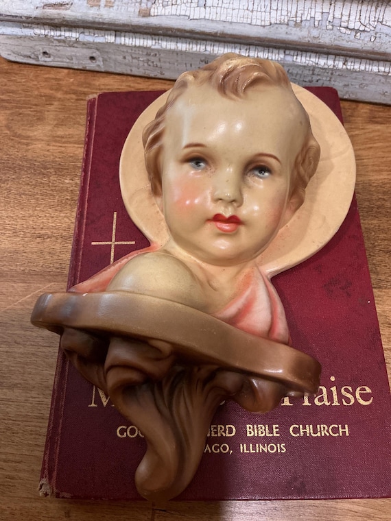 Italian CHALKWARE Cherub Sarem Vintage Wall Decor