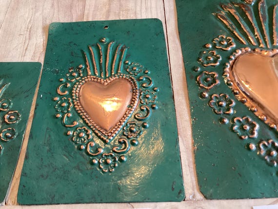 Copper Heart Milagros Plaque Peru