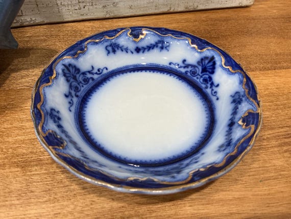 New Wharf Pottery Berry Bowl Flow Blue Portsmouth England c1891