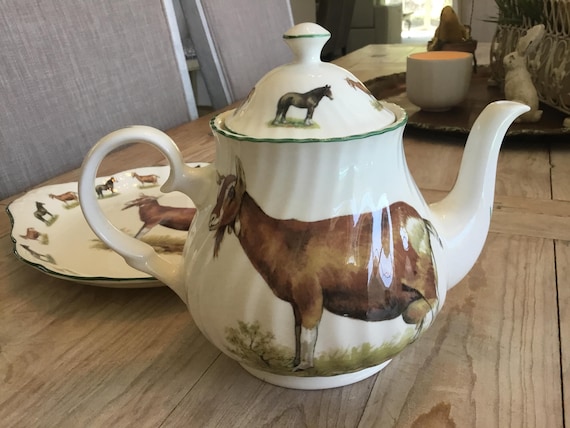 English Goat Teapot Platter Horse