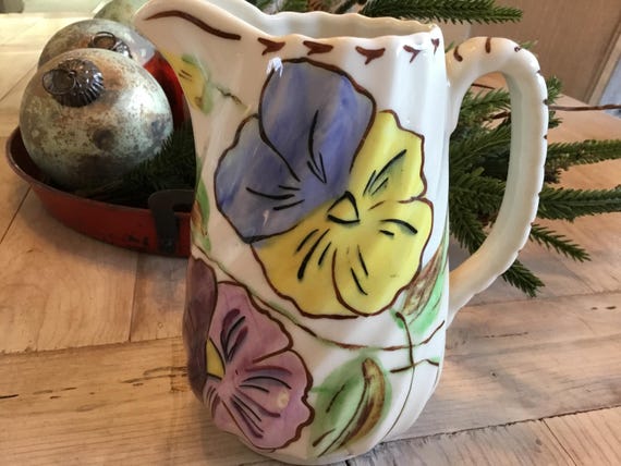 Blue Ridge Southern Pottery Pitcher Pansy Trio