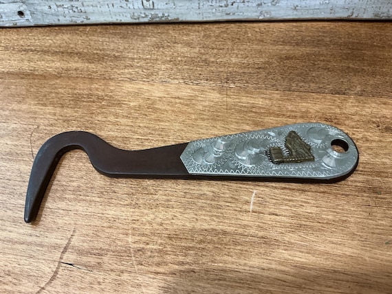 Cowgirl Barrel Racer Horse Hoof Pick Engraved Silver Overlay