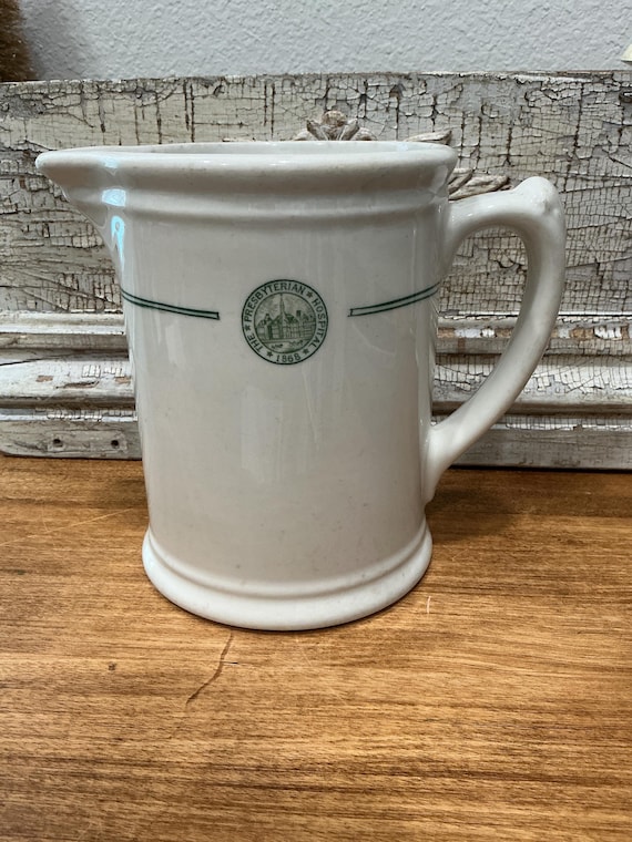 Vintage Presbyterian Hospital 1868 Ironstone Pitcher Chunky Large