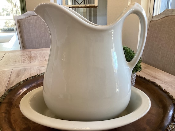 Ironstone TEPCO Pitcher White With Base Vintage USA Restaurant Ware