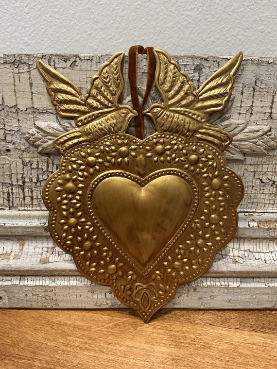 Gold Sacred Heart With Doves