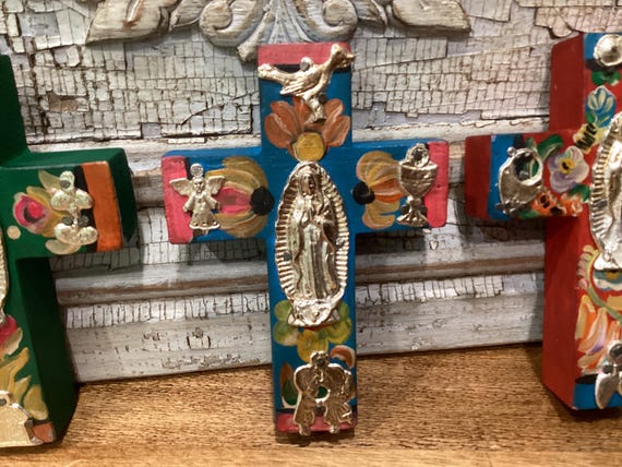 Milagros Cross Wooden Mexico Wall Decor
