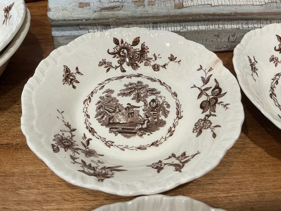 Mason’s Watteau Bowls England Ironstone Brown Transferware Berry Soup