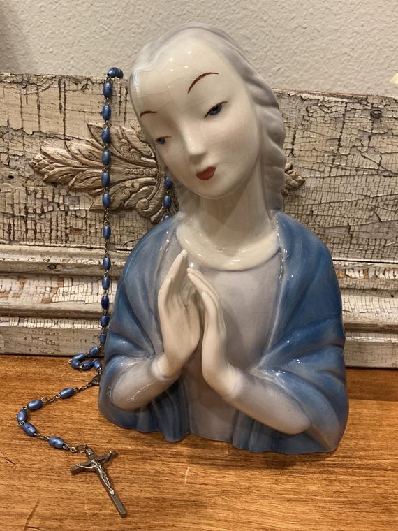 Vintage Goldscheider Madonna Porcelain Bust 1940s