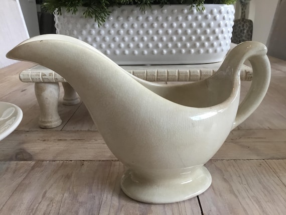 Ironstone Gravy Boat Crazed Large