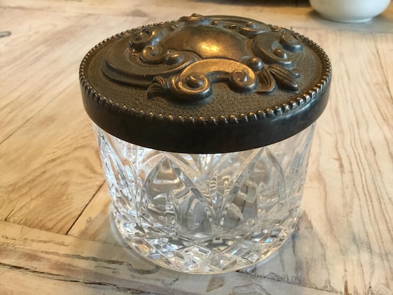 Vintage Crystal Vanity Powder Jar Atlantis Portugal