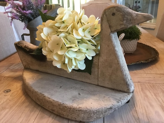 Vintage Duck Decoy Handmade Wood Primitive Chippy