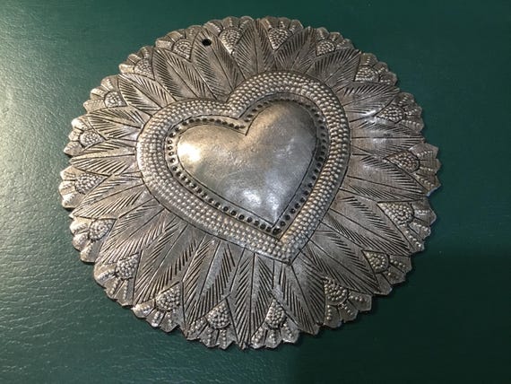 Haitian Silver Round Heart Handmade Metal