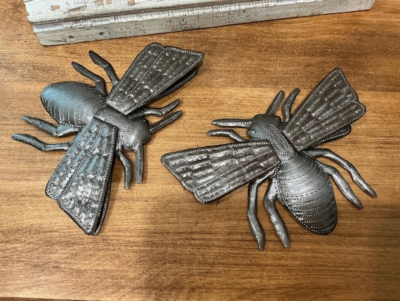 Metal Bees Haitian Garden Art Set Two