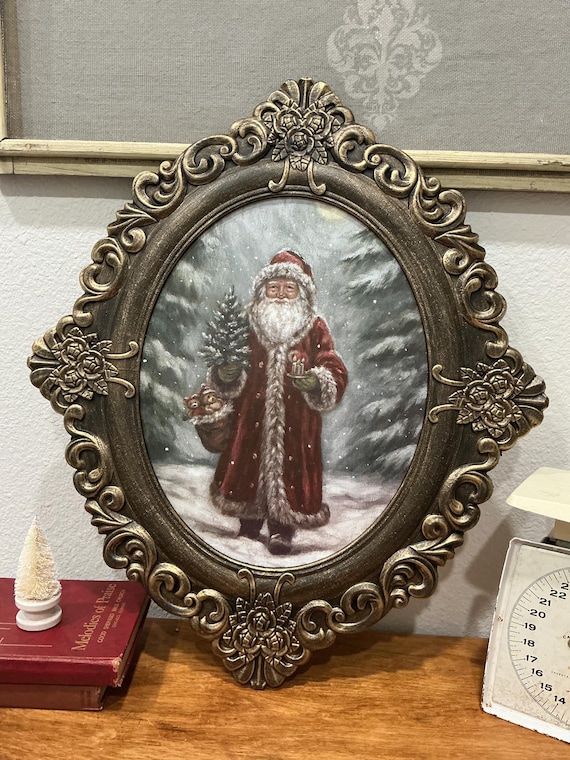 Snowy Santa Framed Wall Art Picture