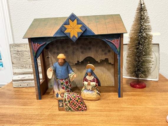 Jim Shore Nativity Set Joy to the World 2003 Heartwood Creek 4 Pc Set