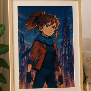 Anime Art – Rise of the Cyber Heroine | Futuristic Sci-Fi Girl Wall Print