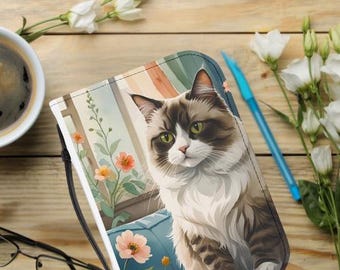 Cat-Themed Bible Cover, Floral Design Bible Case, Cute Cat Book Cover, Religious Gift, Cat Lover Accessory, Cat Mom Bible Holder