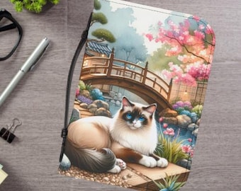 Elegant Cat-Themed Bible Cover, Floral Organizer, Gift for Cat Lovers, Faith Journal Sleeve, Religious Cat Art