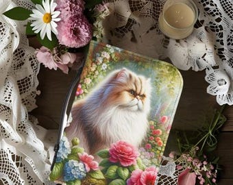 Floral Cat Bible Cover | Elegant Scripture Case | Gift for Cat Lovers | Christian Journal Holder | Religious Accessory
