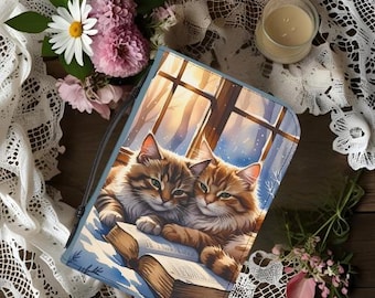 Cozy Cat Bible Cover | Cute Cat Design, Bible Case, Religious Gift, Cat Lover's Accessory, Journal Cover, Winter Decor