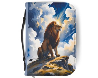 Majestic Lion Bible Cover | Inspirational Gift, Religious Accessory, Christian Decor, Scripture Protection, Faith-Based Journal
