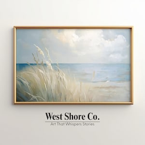 Soft Coastal Grass Print – Beach Landscape Wall Art, Neutral Ocean Breeze Decor