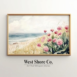 Sea Thrift Watercolor Print: Coastal Pink Wildflower Art (Digital Download)