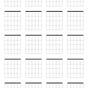 Tabla de acordes de guitarra en blanco - Tamaño A4 + Carta - Imprimible