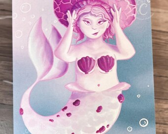 ピンクのマーメイドアートプリント | ピンクのマーメイドデジタルアート作品 | アーカイブアートプリント
