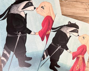 プリンセス・ブライド・ファンアートプリント | アライグマとウサギのプリンセス・ブライドにインスパイアされたアート作品 | アーカイブアートプリント