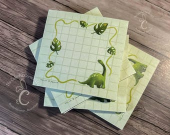 恐竜とモンステラの葉の付箋 | 恐竜ポストイット