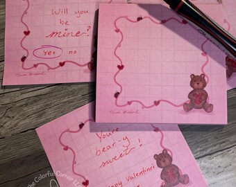 クマのスイートバレンタイン付箋 | かわいいポストイット