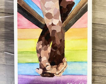 アリー・アートプリント | プライドと人種的包摂を描いたミクストメディア・ペインティング | アーカイブ・アートプリント