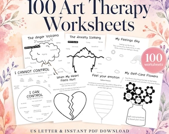 Art Therapy Worksheets for Kids | Anxiety & Anger Activities | Therapy Printable PDF