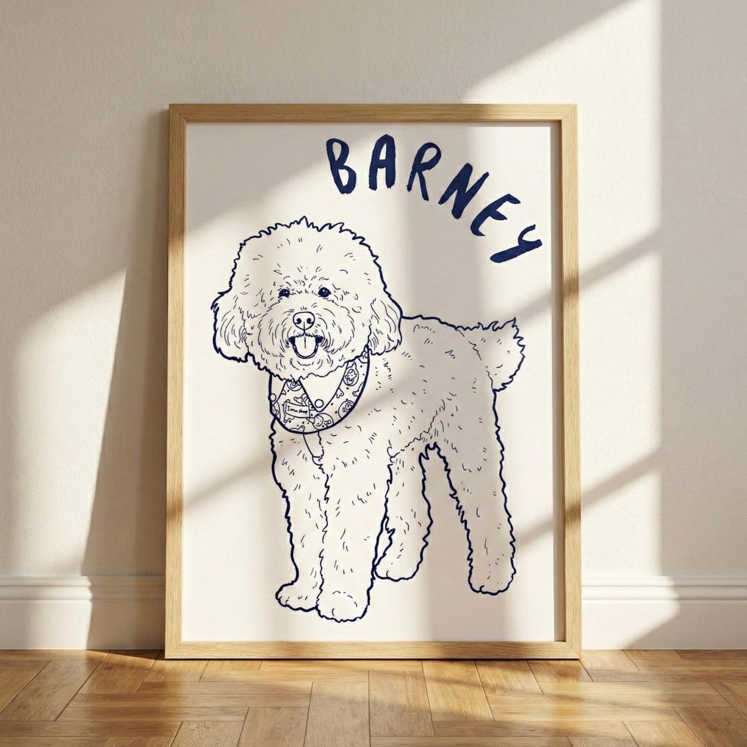 Custom Pet Portrait - Minimalist Dog & Cat Poster for Pet Mom | Unique ...