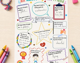 All About My Best Friend Printable, Friendship Worksheet for Kids, Best Friend Keepsake, Classroom Activity