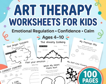 Printable Kids Art Therapy Worksheets, Summer Screen Free Activities, Emotional Regulation Coping Skills, No Phone Challenge