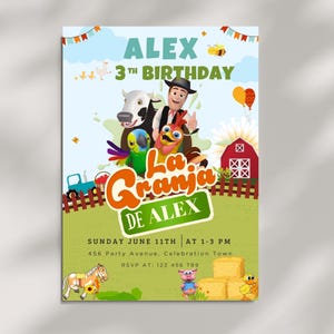 Invitación Zenon Template, Editable Zenon Birthday Invitation, La Granja de Zenon Invitation, Farm Birthday Invitation, Editable in Canva