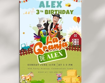 Invitación Zenon Template, Editable Zenon Birthday Invitation, La Granja de Zenon Invitation, Farm Birthday Invitation, Editable in Canva
