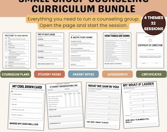 Counselor Group Lesson Plans, Friendship Social Skills Bundle, Child Therapy Worksheets