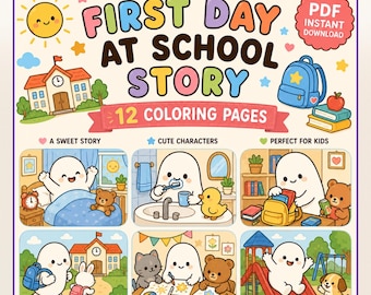 First Day of School Coloring Book | Story Pages for Kids