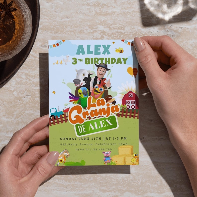 Invitación Zenon Template, Editable Zenon Birthday Invitation, La Granja de Zenon Invitation, Farm Birthday Invitation, Editable in Canva