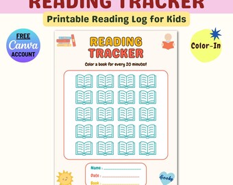 Color-In Printable Reading Tracker for Kids, Summer Reading Log, Book Tracker, Reading Reward Chart, Homeschool Reading Log
