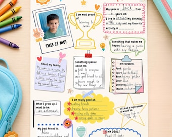 All About Me Printable Worksheet, Back to School Kids Activity