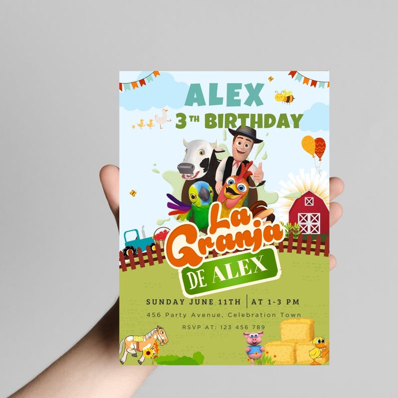 Invitación Zenon Template, Editable Zenon Birthday Invitation, La Granja de Zenon Invitation, Farm Birthday Invitation, Editable in Canva