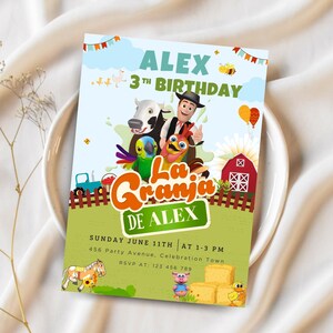 Invitación Zenon Template, Editable Zenon Birthday Invitation, La Granja de Zenon Invitation, Farm Birthday Invitation, Editable in Canva